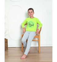 Donex Erkek Çocuk Uzun Kollu Pijama Takımı 502 (Yeşil)