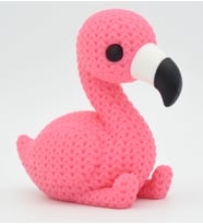 Örgü Dokulu Pembe Flamingo Figürü - 3D Yazıcı Tasarım Tropikal Biblo