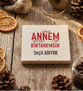 Kişiye Özel Anneye Hediye Bardak Altlığı Anneler Günü Hediyesi (Krem)