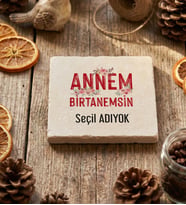 Kişiye Özel Anneye Hediye Bardak Altlığı Anneler Günü Hediyesi (Krem)