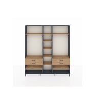 Arges Gardrop 11 Raflı 4 Çekmeceli 2 Askılı 220x30x243 Antrasit-Çam