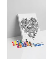 Kalp Desenli Mandala Tuval Boyama Seti 40x50 cm