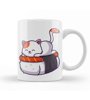 Cute Cat Sushi Salmon 05 Kupa Bardak Porselen