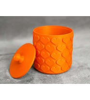 3D Baskı Kalp Desenli Kapaklı Saklama Kutusu - İki Renkli Organizer - Turuncu
