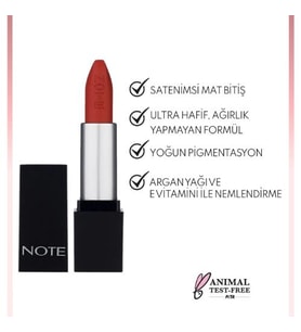 Note Mattever Lipstick Yarı Mat Saten Bitişli Ruj 17 Dress Red Kızıl Kahverengi (Kırmızı)