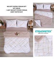 ETE HOMETEX ÇİFT KİŞİLİK LÜX WELSOFT YORGAN SETİ 195X215CM YANSIMA BEJ 8696474231937