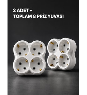 Duvar Tipi 4 Çıkışlı Priz Çoğaltıcı Kablosuz Kompakt Tasarım 2 Adet