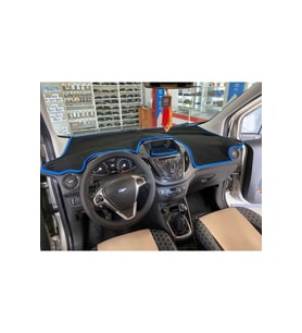 2013-2020 Modellerine Uygun Ekranlı Ford Courier Torpido Koruma Halısı Siyah Kenar Renk Mavi