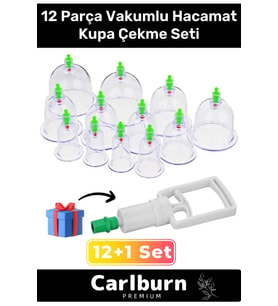 Özel Üretim Selülit Çatlak Giderici Vakumlu Masaj Aleti 12'li Kupa Hacamat Seti
