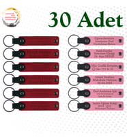 Kırmızı & Pembe, 30’lu Set, Kişiye Özgü Deri Anahtarlık, Masa Tenisi Turnuvasına Katılanlara Hediye