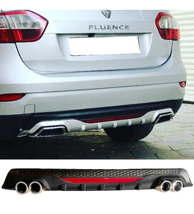 Renault Fluence Siyah Difüzör Difizör Yuvarlak Egzoz Görünüm Reflektörlü
