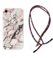 Apple iPhone 5 6 7 8 Plus Se XR Kılıf Boyun Asklı Rasta Silikon Colorfull Marble 2 1389