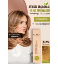 Renna AMONYAKSIZ Bitkisel Yıpranmış Saçlar İçin Saç Boyası 8-73 AÇIK KARAMEL 60ml
