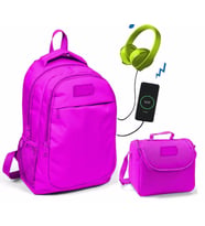 Coral High Koyu Pembe Okul ve Beslenme Çantası - Kız Çocuk  - USB Soketli