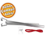 Balkon Çamaşır Kurutma Askısı Alüminyum Küpeşte Askılığı Kurutmalık Parlak Gri Kare 6x2.5 cm