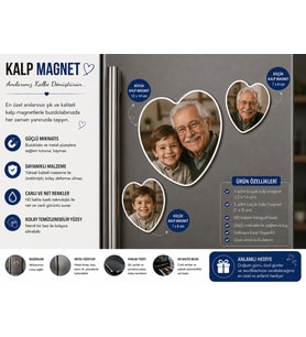 Kalp Fotoğraf Magneti Dede ve Toruna Kişiselleştirilebilir Sevgi Dolu Anı Hediyesi