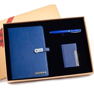 İsme Özel 16GB Usb'li Defter Kartvizitlik ve Roller Kalem Seti Hediye Seti (Lacivert)