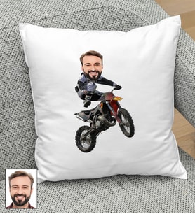 Kişiye Özel Motorcu Tasarımlı Karikatür Yastık 109