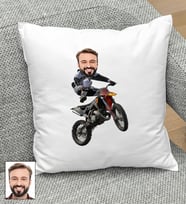 Kişiye Özel Motorcu Tasarımlı Karikatür Yastık 109