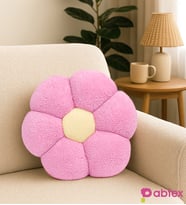 Dekoratif Çiçek Şeklinde Peluş Yastık 40 cm – Yumuşak ve Konforlu Tasarım (Pembe-Ekru)