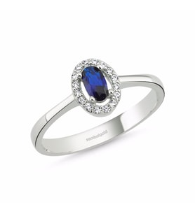Anturaj Altın Yüzük 0.30 Karat Oval AquaBlue (Çok Renkli)