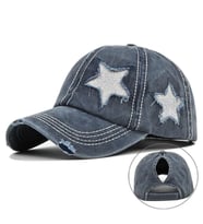 Valkyrie Vintage Lacivert Yıldız Nakışlı Şapka Unisex Eskitme Baseball Cap Ayarlanabilir Pamuk Günlük Spor Şapka