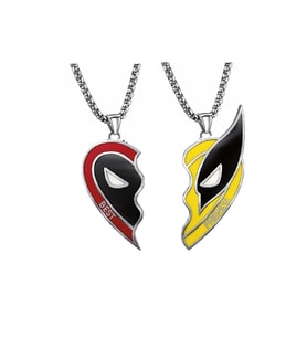 Deadpool & Wolverine Best Friends Sevgili Çift Kolyesi Paslanmaz Çelik (Gümüş)