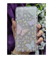 iPhone 16 Plus Uyumlu Pastel Renkli Çiçekli Kelebek Desenli Silikon Şeffaf Telefon Kılıfı