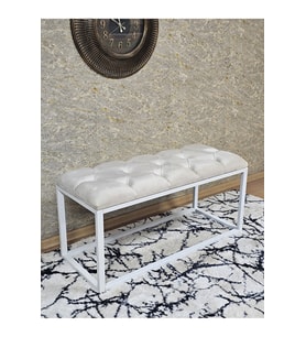 Beyaz Boyalı Diktörtgen 100 cm x 40 cm Oturak Puf - Bench - Makyaj Oturağı - Oturak Krem Renk 100 x 40 Boyut/Ebat (Çok Renkli)