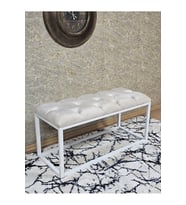 Beyaz Boyalı Diktörtgen 100 cm x 40 cm Oturak Puf - Bench - Makyaj Oturağı - Oturak Krem Renk 100 x 40 Boyut/Ebat (Çok Renkli)