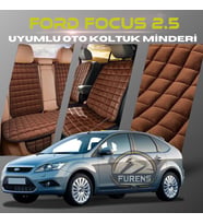 Ford Focus 2.5 Kahverengi Renk Tay Tüyü Cepli & Terletmez Sırtlı Oto Koltuk Minder Seti - Koltuk Koruma Kılıfı (ÖN & ARKA TAM SET)