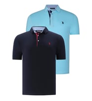 İKİLİ SET T8582 DEWBERRY ERKEK T-SHIRT-LACİVERT-CAMGÖBEĞİ (Karışık)