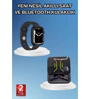 Bluetooth Bağlantılı Kablosuz Kulaklık Ve Yeni Nesil Akıllı Saat 5.0 Bluetooth
