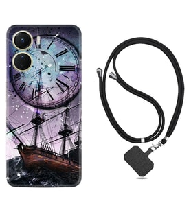 Vivo Y16 Kılıf Silikon Boyun Askılı İpli Desenli Silikon Time 1749