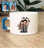 Kişiye Özel Karikatürlü Siyah Beyaz Taraftar Sevgiliye Hediye Lüks Fincan Sevgililer Günü Hediyesi