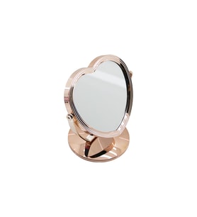 KALP MODEL 7 İNÇ= ÇAP:17.5CM MAKYAJ AYNASI ÇİFT TARAFLI BRONZ - GÜMÜŞ PLS.ÇERÇEVE SABİT AYAK (4767)