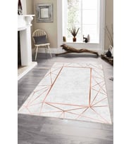Bakır Çerçeveli Kaymaz Taban Makinede Yıkanabilir Halı RV009 - 100 x 160 cm