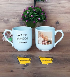 Babaanneye Hediye Kupa Bardak Oval Fotoğraflı Anneler Günü Hediyesi
