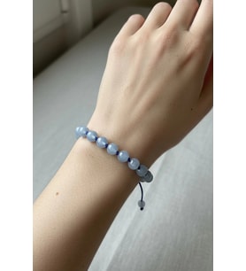 8 mm Doğal Anjelit Taşı Bileklik Makrome Ayarlı 517-2
