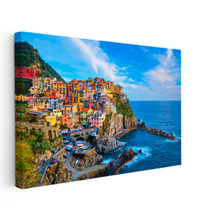 Kanvas Tablo İtalya Cinque Terre Sahil Kasabası Şehir Mimari Tablo Ev Ofis Duvar Dekoru