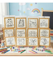 Mini Tuval Çocuk Boyama Seti 20x20 cm - Akrilik Boya ve Fırçalı Eğlenceli Çocuk Aktivite Seti