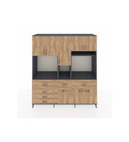Kronos Dolap 10 Raflı 6 Çekmeceli 8 Kapaklı 220x59x243 Antrasit-Çam/Çam