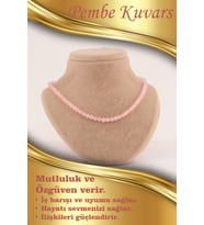 Pembe Kuvars 6mm Kolye (düğümsüz)