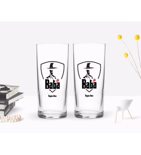 BK Gift Kişiye Özel Renkli Baskılı Godfather Baba Tasarımlı İkili Rakı Bardağı Seti-15 (Beyaz)