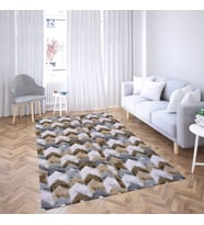 Batik Desenli Renk Geçişli Dijital Baskı Yıkanabilir Kaymaz Taban Salon Halısı ve Yolluk (Kahve) (Kahverengi)