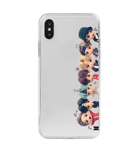 Iphone XS MAX Uyumlu Bts Tüm Karakterler Tasarımlı Şeffaf Telefon Kılıfı