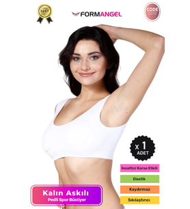 #Büstiyer Dikişsiz Seamless Kadın Esnek Yumuşak Kumaş Kalın Askılı Pedli Spor Büstiyer - 1 Adet (Beyaz)