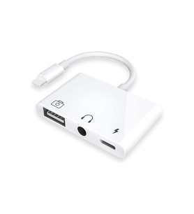 Winex 3in1 Lightning to 3.5mm Aux+UsbA OTG+Lightning Şarj Adaptör Dönüştürücü