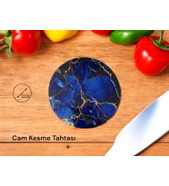 Cam Kesme Tahtası* Mutfak Tahtası 32cm Mermer Lacivert Altın Görünümlü