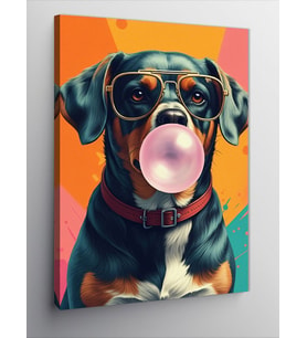 Kanvas Tablo Balonlu Gözlük Takmış Köpek